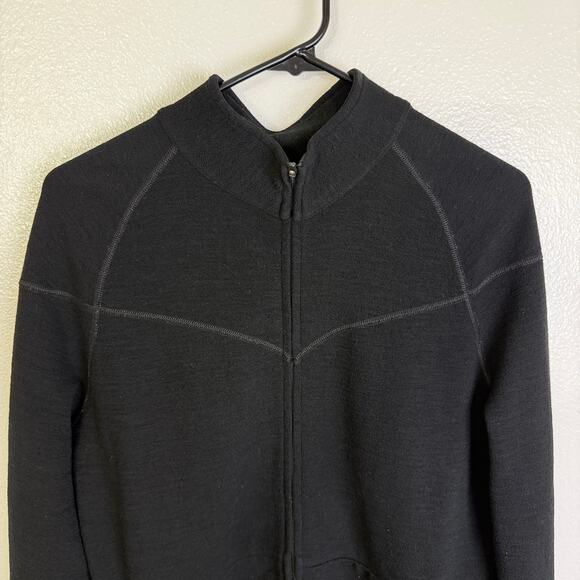 IBEX Wool Jacket Womens Large Black Full Zip Outdoors HIking Wool Embroidered - Picture 7 of 13